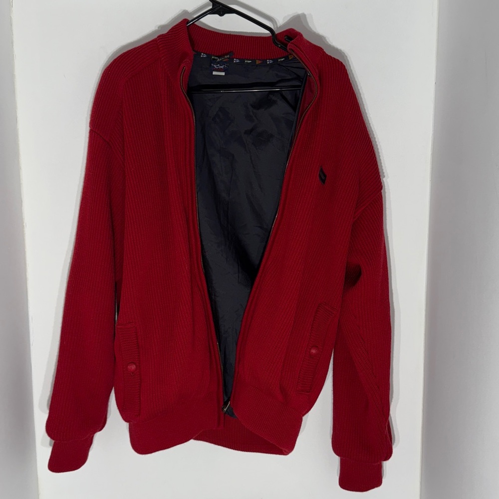 Paul & Shark Red and Navy wool sweater/Jacket